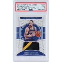 Stephen Curry Golden State Warriors 2021-22 Panini National Treasures Game Used Logo Relic #TD-SCY #1/1 PSA Authenticated 7 Card