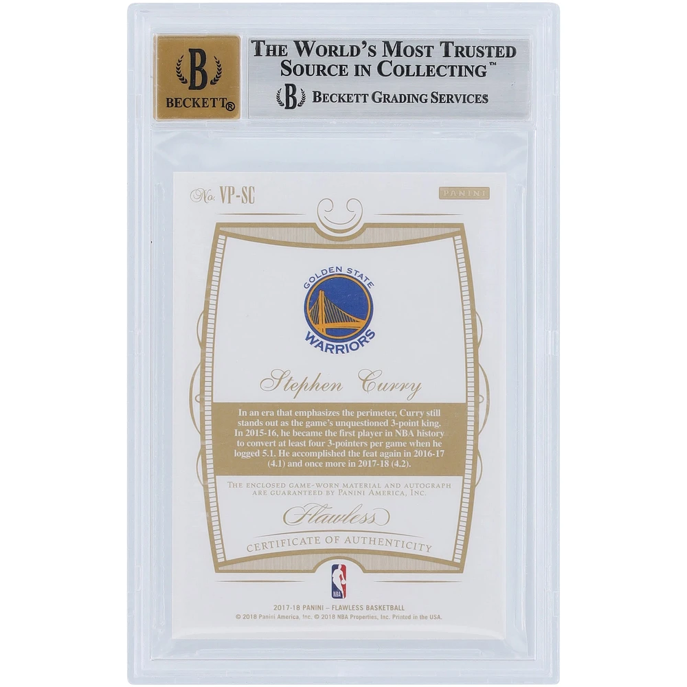 Stephen Curry Golden State Warriors Autographed 2017-18 Panini Flawless Ruby Relic #VP-SC #15/15 BGS Authenticated 9/10 Card - 9.5,9,9,9.5 Subgrades