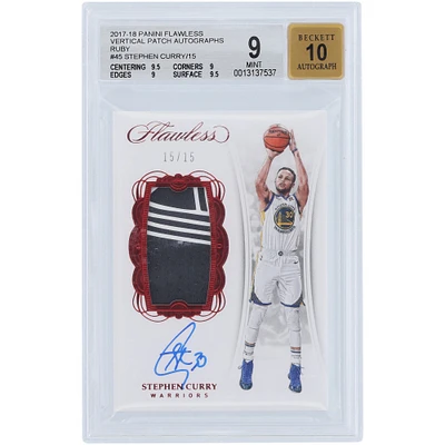 Stephen Curry Golden State Warriors Autographed 2017-18 Panini Flawless Ruby Relic #VP-SC #15/15 BGS Authenticated 9/10 Card - 9.5,9,9,9.5 Subgrades