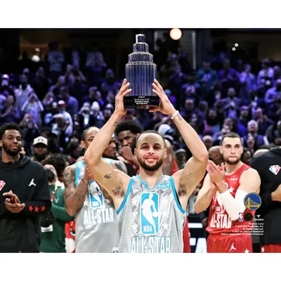 Stephen Curry Golden State Warriors Unsigned 2018 NBA Finals Trophy  Celebration Spotlight Photograph