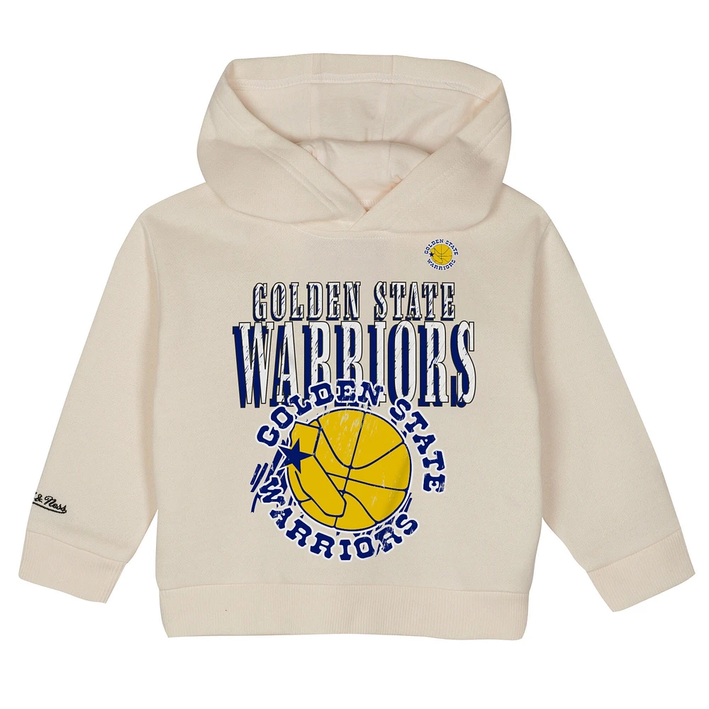 Ensemble sweat à capuche et pantalon surdimensionnés pour tout-petits Mitchell & Ness crème Golden State Warriors Hang Time