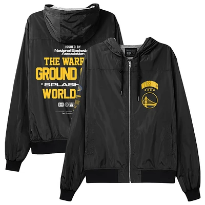 Unisex Bleacher Report x Mitchell & Ness Black Golden State Warriors Backstage Crew Hoodie Full-Zip Jacket