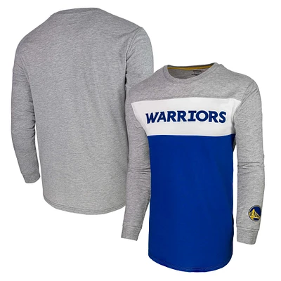 T-shirt à manches longues unisexe gris chiné Golden State Warriors Loge