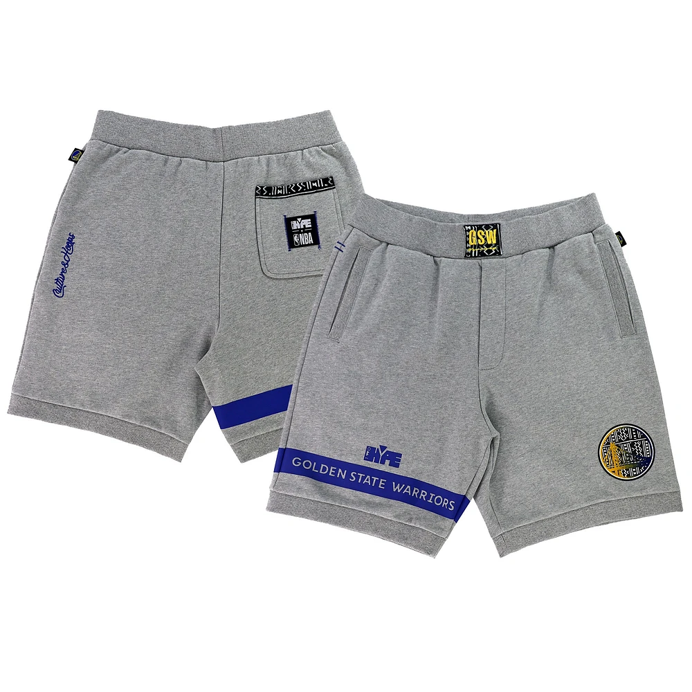 Short unisexe NBA x Two Hype Heather Grey Golden State Warriors Culture & Hoops Premium Classic en polaire