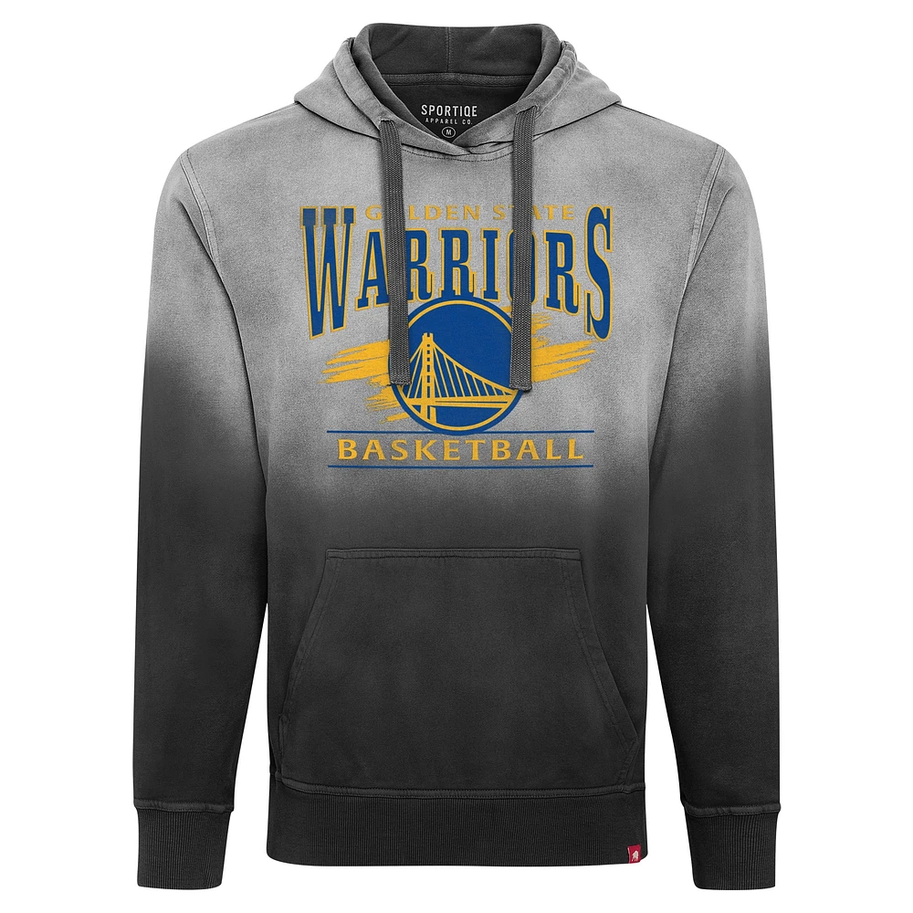 Unisex Sportiqe Black Golden State Warriors Blake Sun-Fade Pullover Hoodie