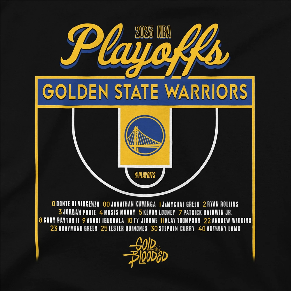 T-shirt unisexe Stadium Essentials noir Golden State Warriors 2023 NBA Playoffs Roster