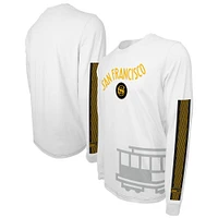 T-shirt unisexe à manches longues avec tableau de bord Stadium Essentials, Golden State Warriors 2023/24 City Edition, blanc