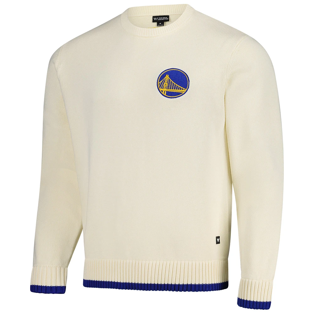 Pull unisexe en tricot jacquard crème Golden State Warriors de The Wild Collective