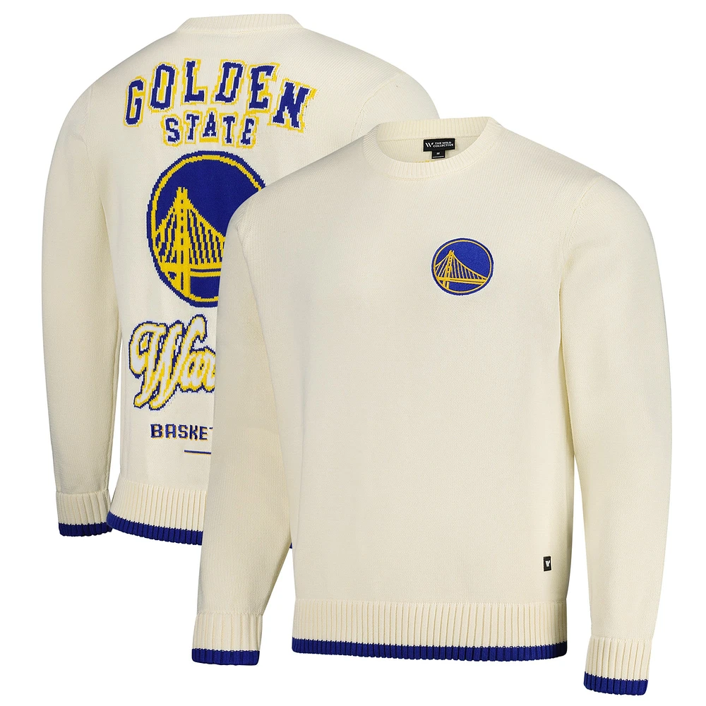 Pull unisexe en tricot jacquard crème Golden State Warriors de The Wild Collective