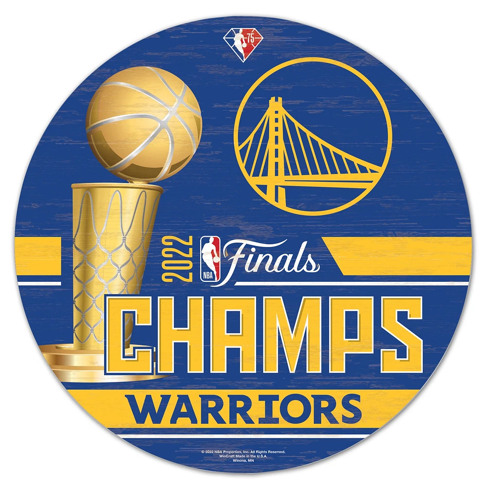 WinCraft Golden State Warriors 2022 NBA Finals Champions Panneau rond en bois 35,6 cm