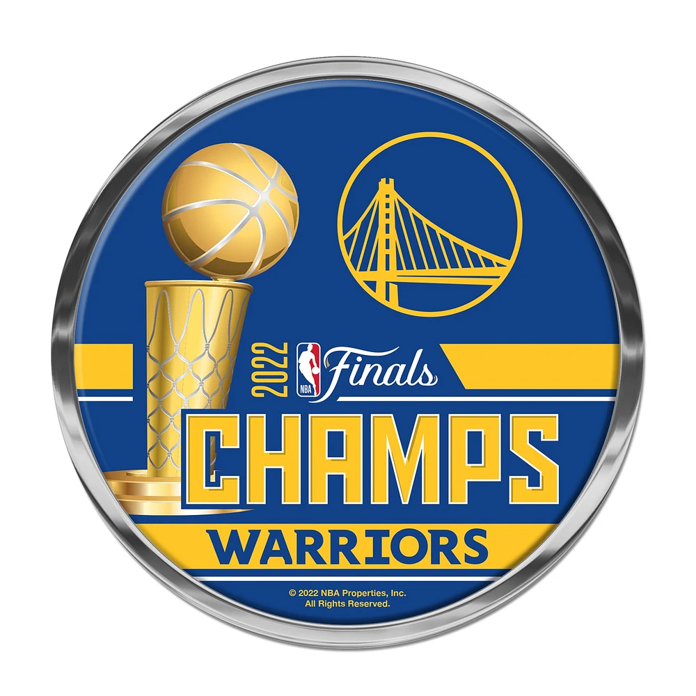 WinCraft Golden State Warriors 2022 Champions de la finale de la NBA Emblème automatique avec dôme en métal