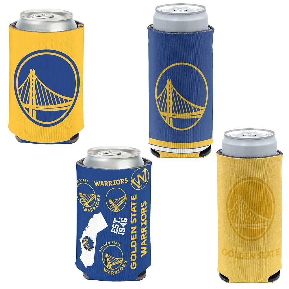 WinCraft Golden State Warriors, paquet de 4, 12 oz. Ensemble refroidisseur de canettes et de canettes minces