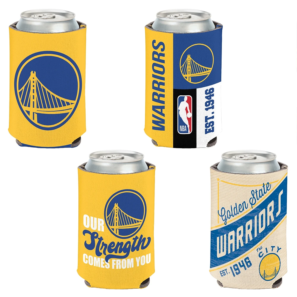 WinCraft Golden State Warriors, paquet de 4, 12 oz. Ensemble refroidisseur de canettes