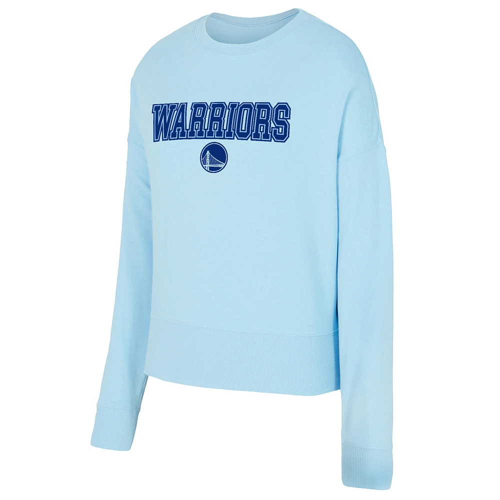 Women's Concepts Sport  Light Blue Golden State Warriors Elevation Tri-Blend Long Sleeve T-Shirt & Shorts Set