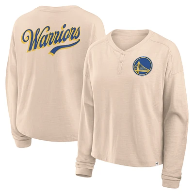 T-shirt à manches longues Fanatics Natural Golden State Warriors Boxed Out Drop Fashion pour femmes