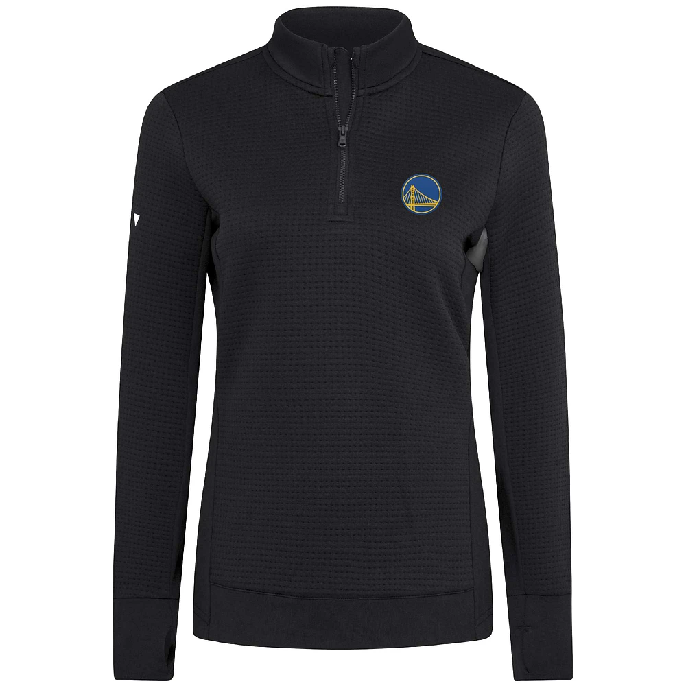 Women's Levelwear  Black Golden State Warriors Cushion Quarter-Zip Pullover