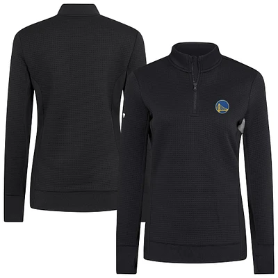 Women's Levelwear  Black Golden State Warriors Cushion Quarter-Zip Pullover