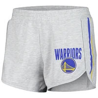 Ensemble de nuit Concepts Sport pour femmes, t-shirt et short à manches longues en cèdre des Golden State Warriors, gris