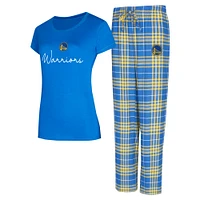 Women's Concepts Sport  Royal/Gold Golden State Warriors Vector T-Shirt & Flannel Pants Sleep Set