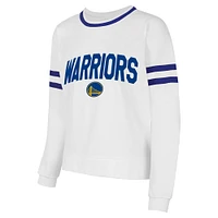 Women's Concepts Sport  White Golden State Warriors Borough Pullover Sweatshirt