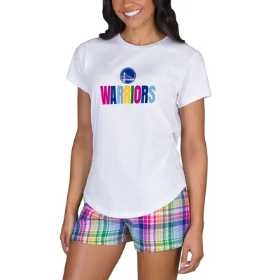 Golden State Warriors Concepts Sport Women's Razzle Knit T-Shirt & Short Set - White