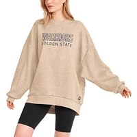 Women's DKNY Sport Gold Golden State Warriors Daisy Tunic Oversized Pullover Sweatshirt