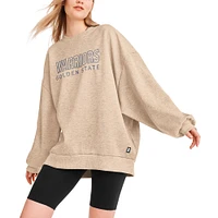 Women's DKNY Sport Gold Golden State Warriors Daisy Tunic Oversized Pullover Sweatshirt