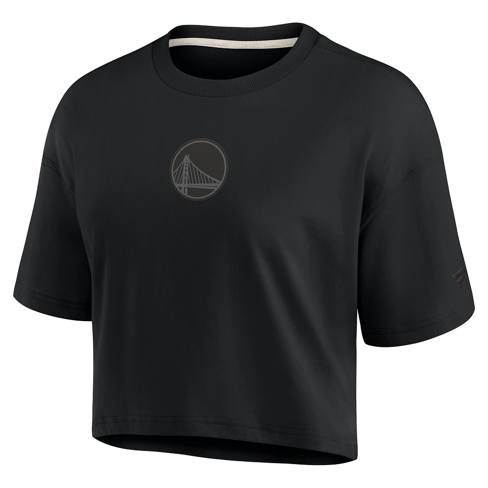 Women's Fanatics Black Golden State Warriors Elements Super Soft Boxy Cropped T-Shirt