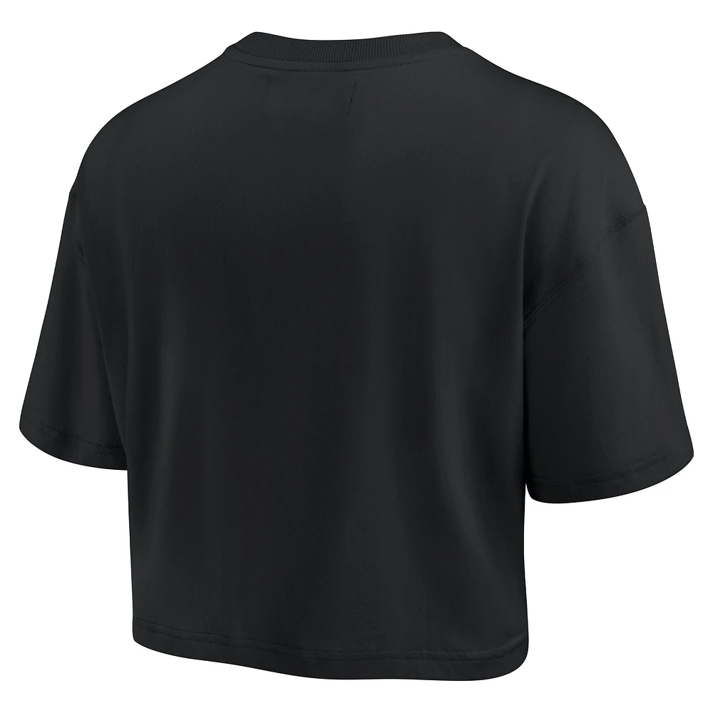 Women's Fanatics Black Golden State Warriors Elements Super Soft Boxy Cropped T-Shirt