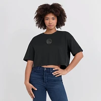 Women's Fanatics Black Golden State Warriors Elements Super Soft Boxy Cropped T-Shirt