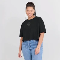 Women's Fanatics Black Golden State Warriors Elements Super Soft Boxy Cropped T-Shirt