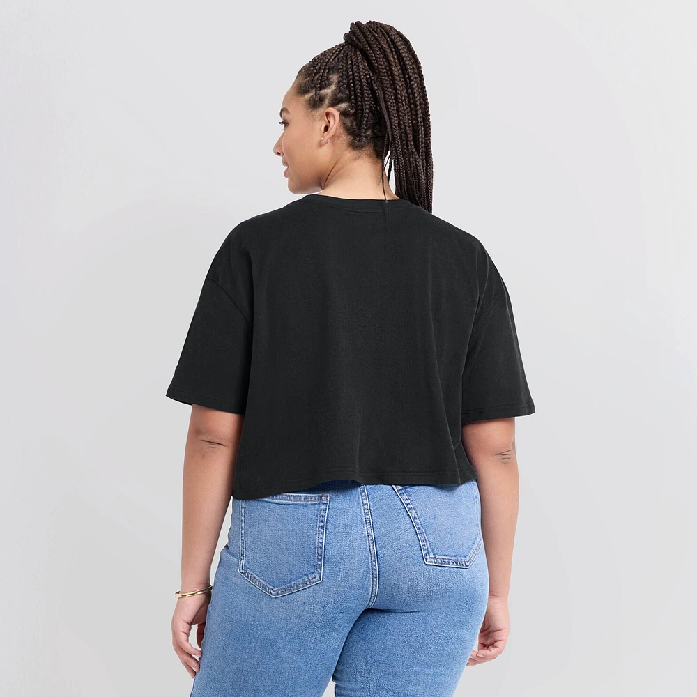 Women's Fanatics Black Golden State Warriors Elements Super Soft Boxy Cropped T-Shirt
