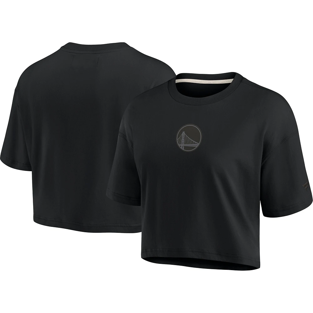 Women's Fanatics Black Golden State Warriors Elements Super Soft Boxy Cropped T-Shirt