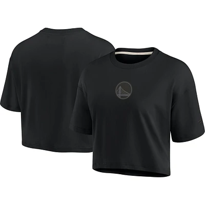 Women's Fanatics Black Golden State Warriors Elements Super Soft Boxy Cropped T-Shirt