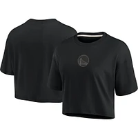 Women's Fanatics Black Golden State Warriors Elements Super Soft Boxy Cropped T-Shirt