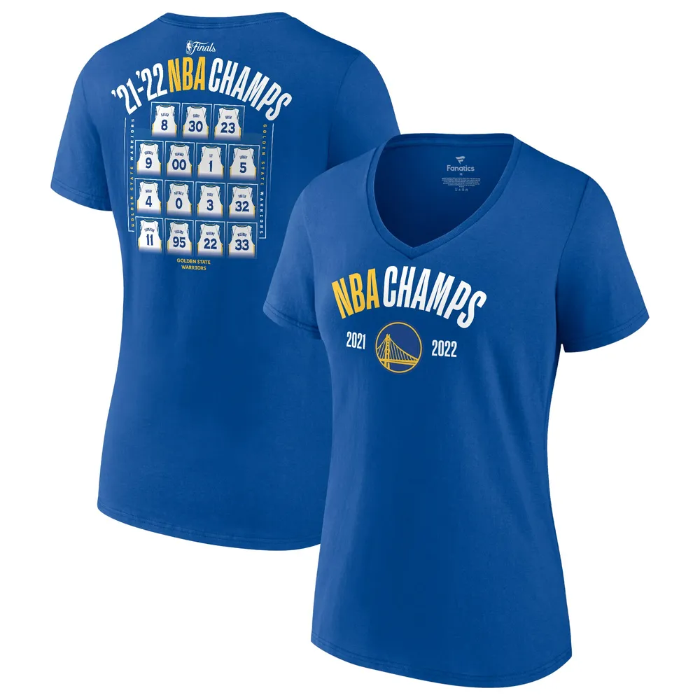 Lids Golden State Warriors Fanatics Branded Women's 2022 NBA Finals  Champions Final Buzzer Jersey Roster V-Neck T-Shirt - Royal