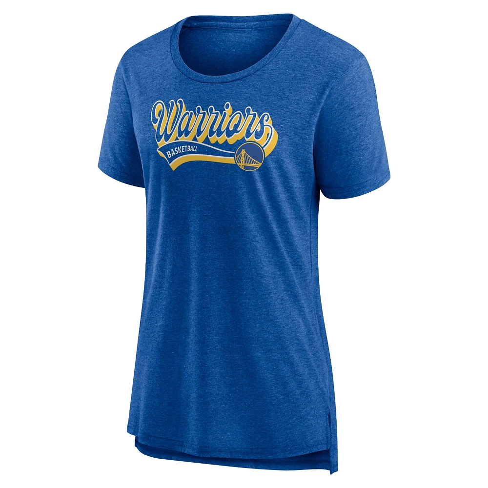 T-shirt triple mélange Fanatics Heather Royal Golden State Warriors League Leader pour femmes