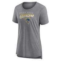 Women's Fanatics Heathered Gray Golden State Warriors True Classics Tri-Blend T-Shirt