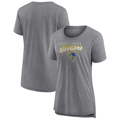 Women's Fanatics Heathered Gray Golden State Warriors True Classics Tri-Blend T-Shirt