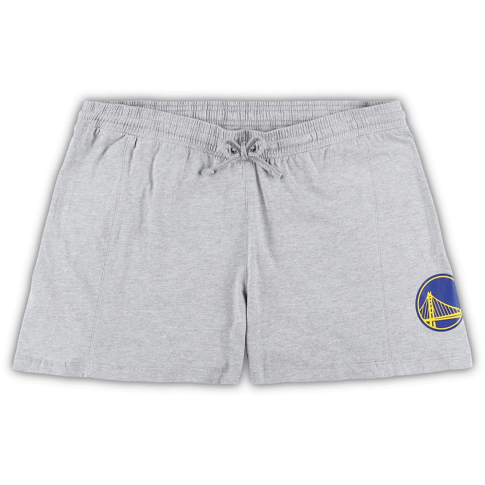 Ensemble combiné t-shirt et short grande taille Fanatics Royal/Heather Grey Golden State Warriors pour femmes