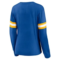 Women's Fanatics Royal Golden State Warriors Block Party Striped - Long Sleeve T-Shirt