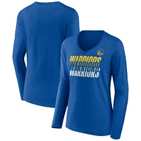Women's Fanatics  Royal Golden State Warriors Iconic Tumble Long Sleeve V-Neck T-Shirt