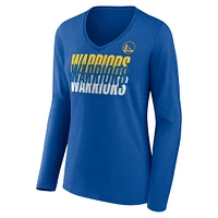 Women's Fanatics  Royal Golden State Warriors Iconic Tumble Long Sleeve V-Neck T-Shirt