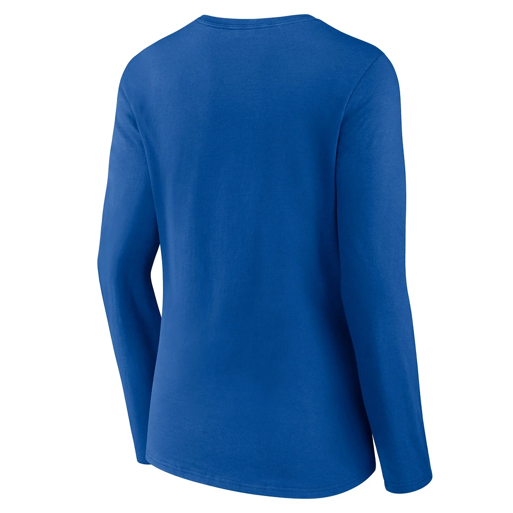 Women's Fanatics  Royal Golden State Warriors Iconic Tumble Long Sleeve V-Neck T-Shirt