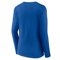 Women's Fanatics  Royal Golden State Warriors Iconic Tumble Long Sleeve V-Neck T-Shirt