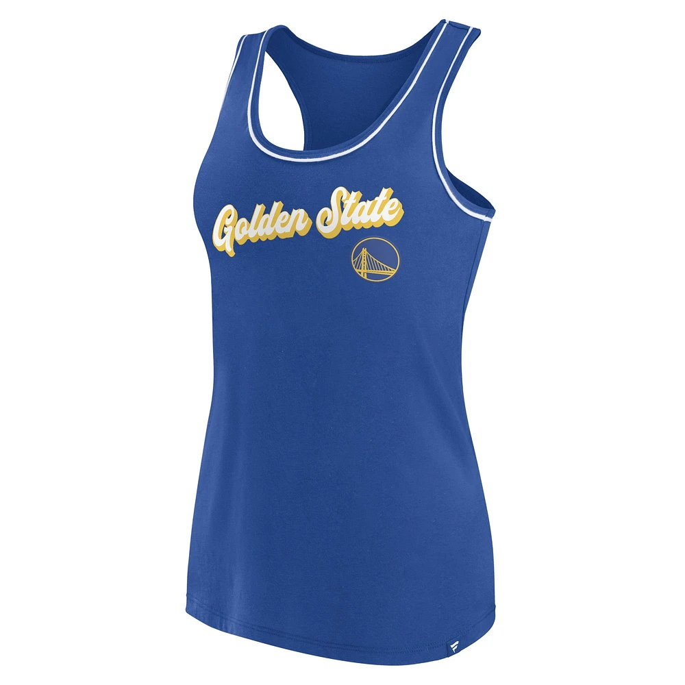 Women's Fanatics Royal Golden State Warriors Wordmark Logo Racerback Tank Top