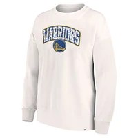 Sweat-shirt à motif léopard ton sur Fanatics pour femmes, blanc, Golden State Warriors