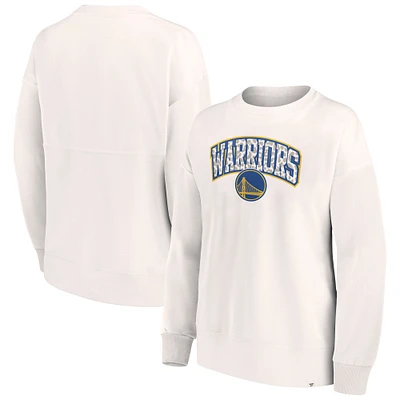 Sweat-shirt à motif léopard ton sur Fanatics pour femmes, blanc, Golden State Warriors