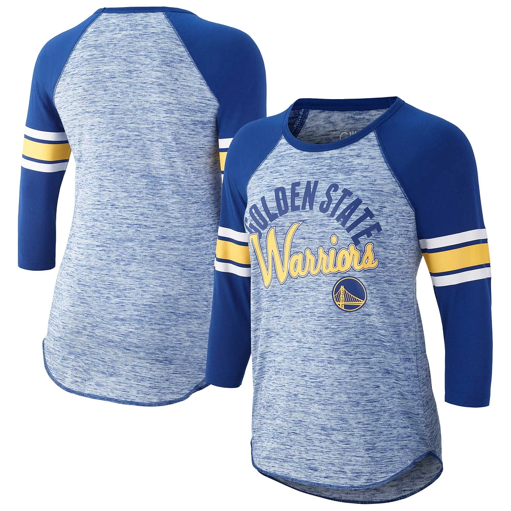 T-shirt raglan à manches 3/4 G-III 4Her de Carl Banks Royal Golden State Warriors Recover pour femmes