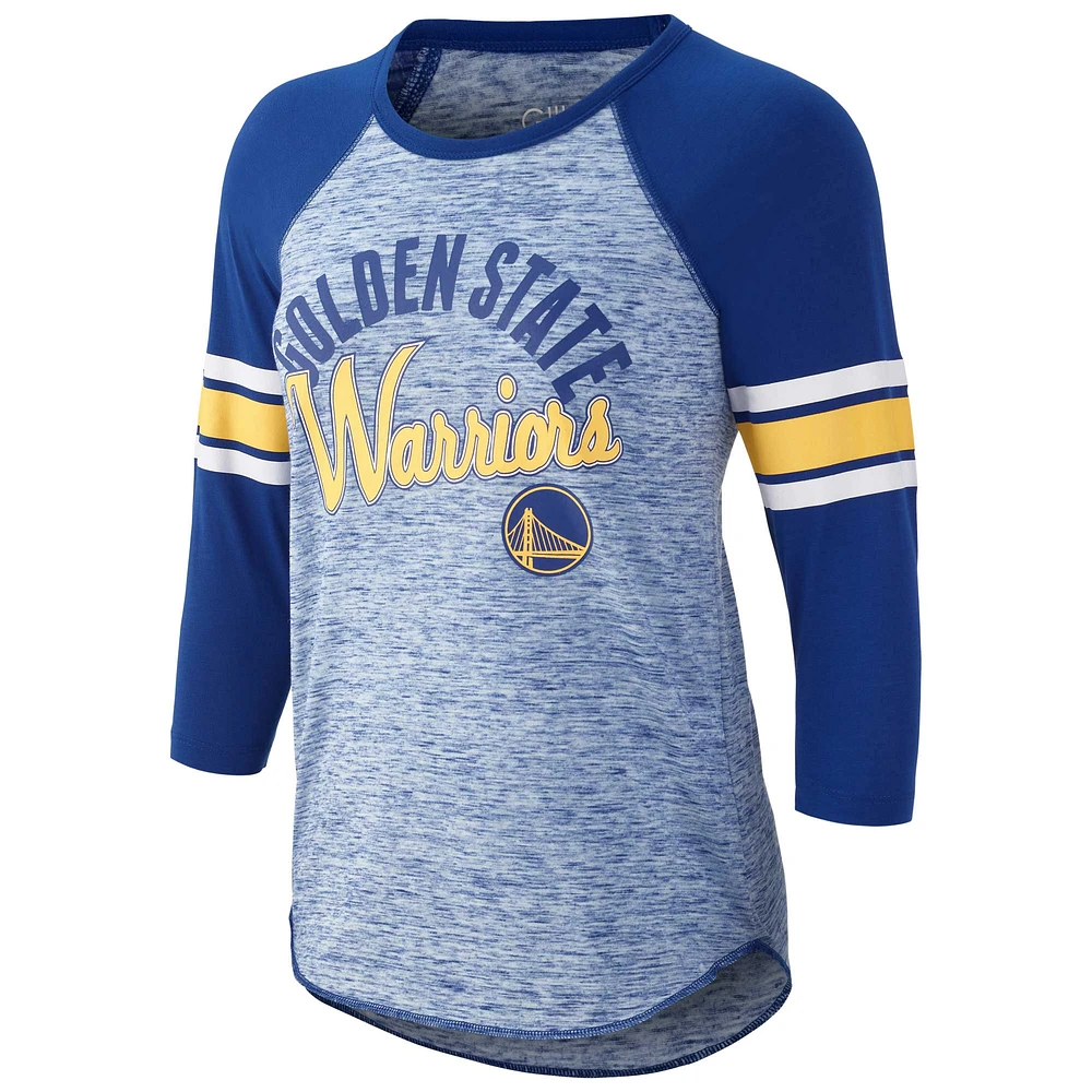 T-shirt raglan à manches 3/4 G-III 4Her de Carl Banks Royal Golden State Warriors Recover pour femmes